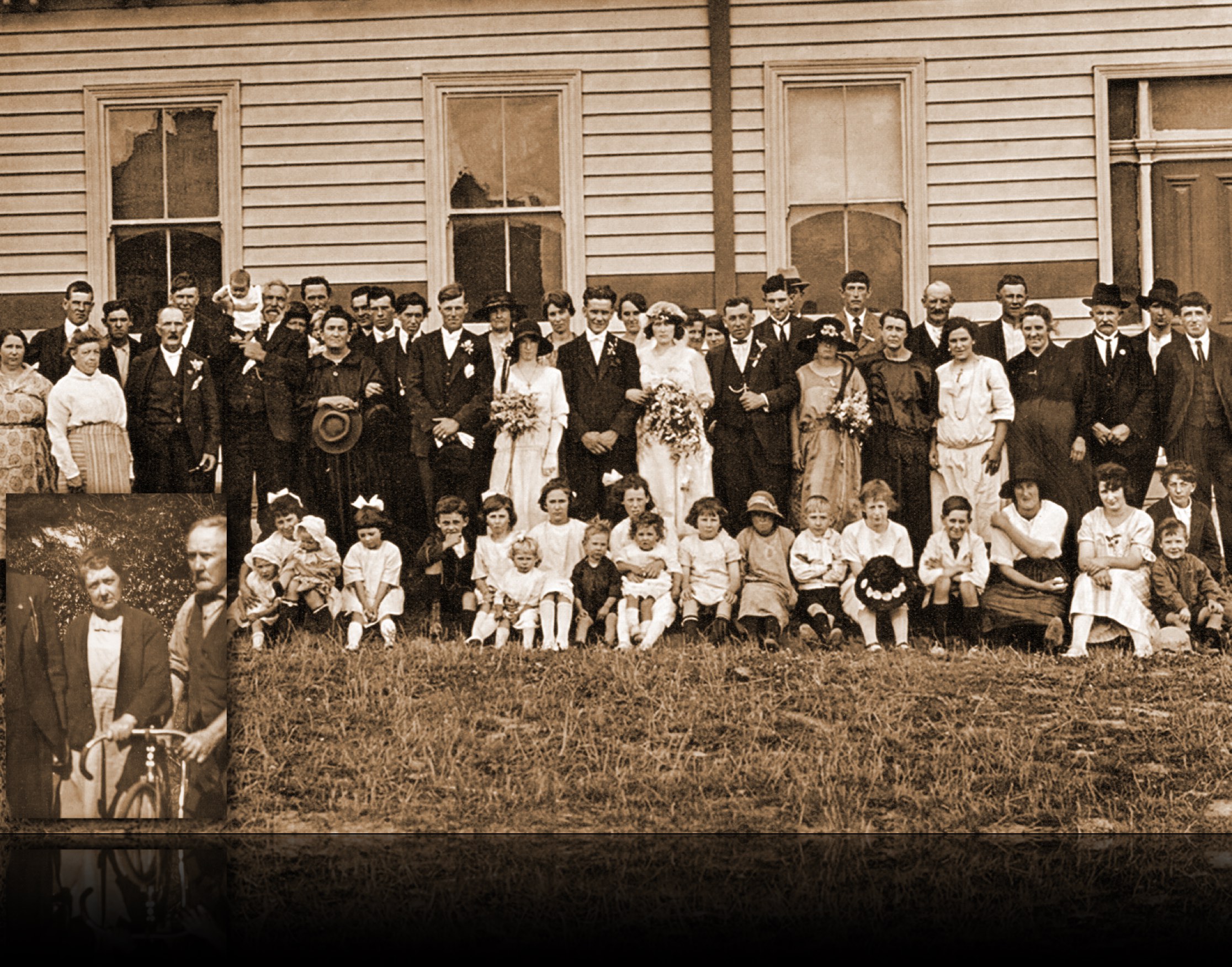 Large family wedding gathering, 1920s-30s